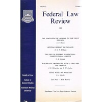 Federal Law Review. Volume 3. June 1968. Number 1