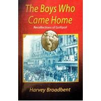 The Boys Who Came Home. Recollections Of Gallipoli
