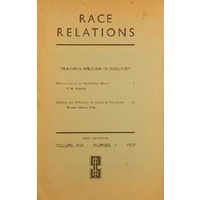 Race Relations. Training African In Industry