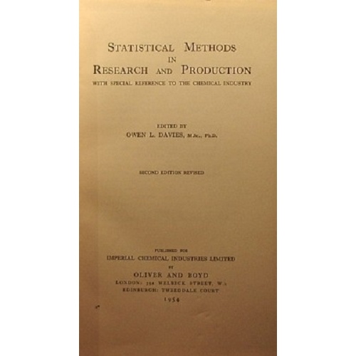 Statisical Methods in Research and Production with special reference to the Chemical Industry