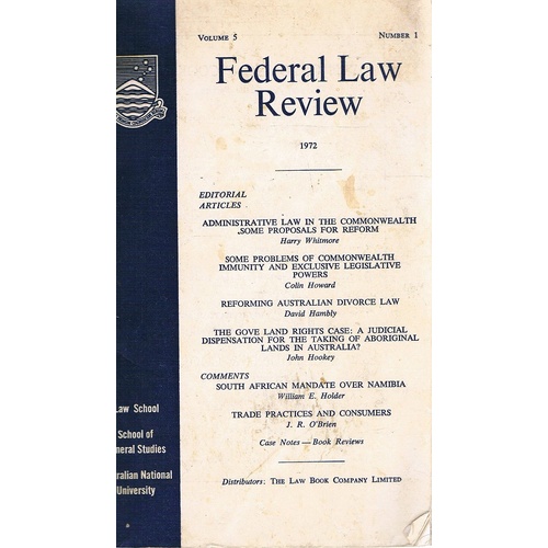 Federal Law Reform. Volume 5. Number1