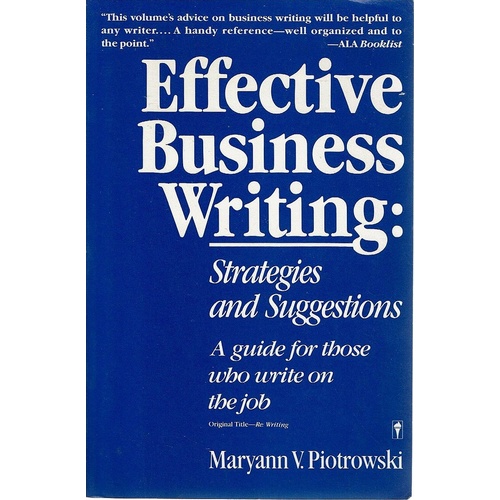 Effective Business Writing. Strategies And Suggestions