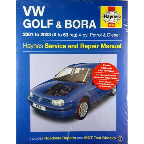 VW Golf & Bora - 2001 To 2003. (X To 53 Reg) 4-cyl Petrol & Diesel