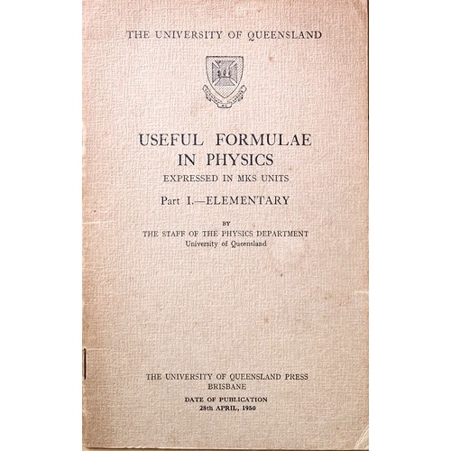 Useful Formulae In Physics. Part I - Elementary