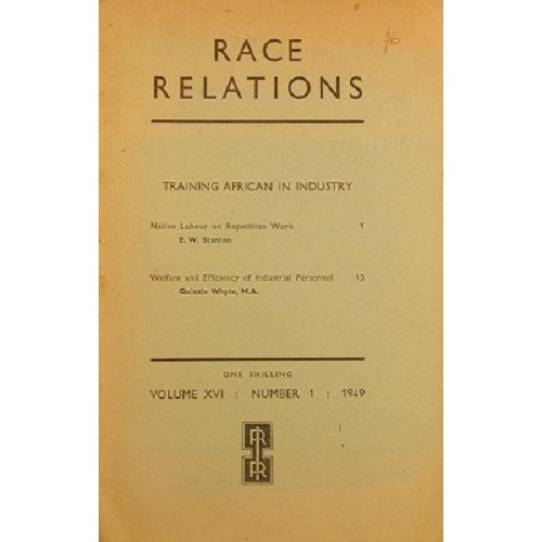 Race Relations. Training African In Industry